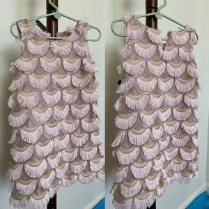NWOT pink fringe dress, knee-length